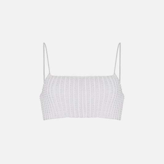 Alexander Wang Crystal Clear Rib Bandeau Bra - White