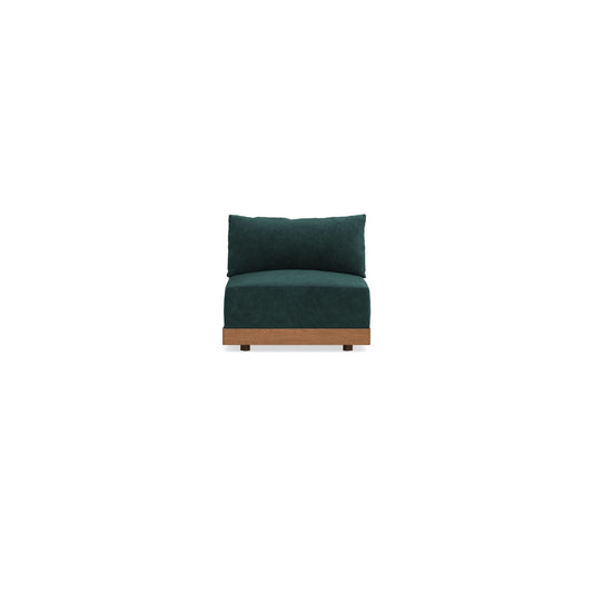 Modular Bondi Espresso Armless Chair in Harbor Blue | Memory Foam Blend