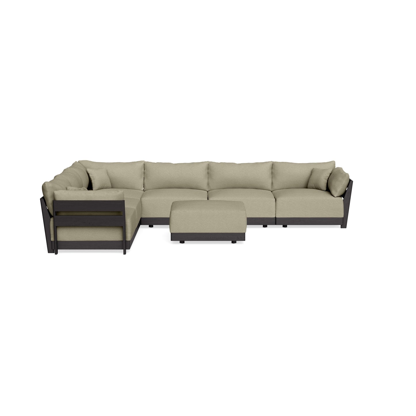Modular Bondi Black 6-Seater Corner Sectional + Ottoman in Cappuccino | Classic Blend