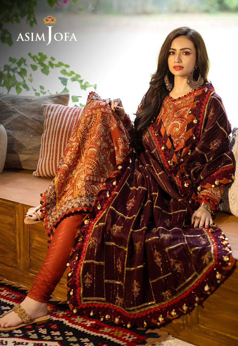 AJKTP-09 EMBROIDERED SELF TWILL 3 PCS STITCHED
