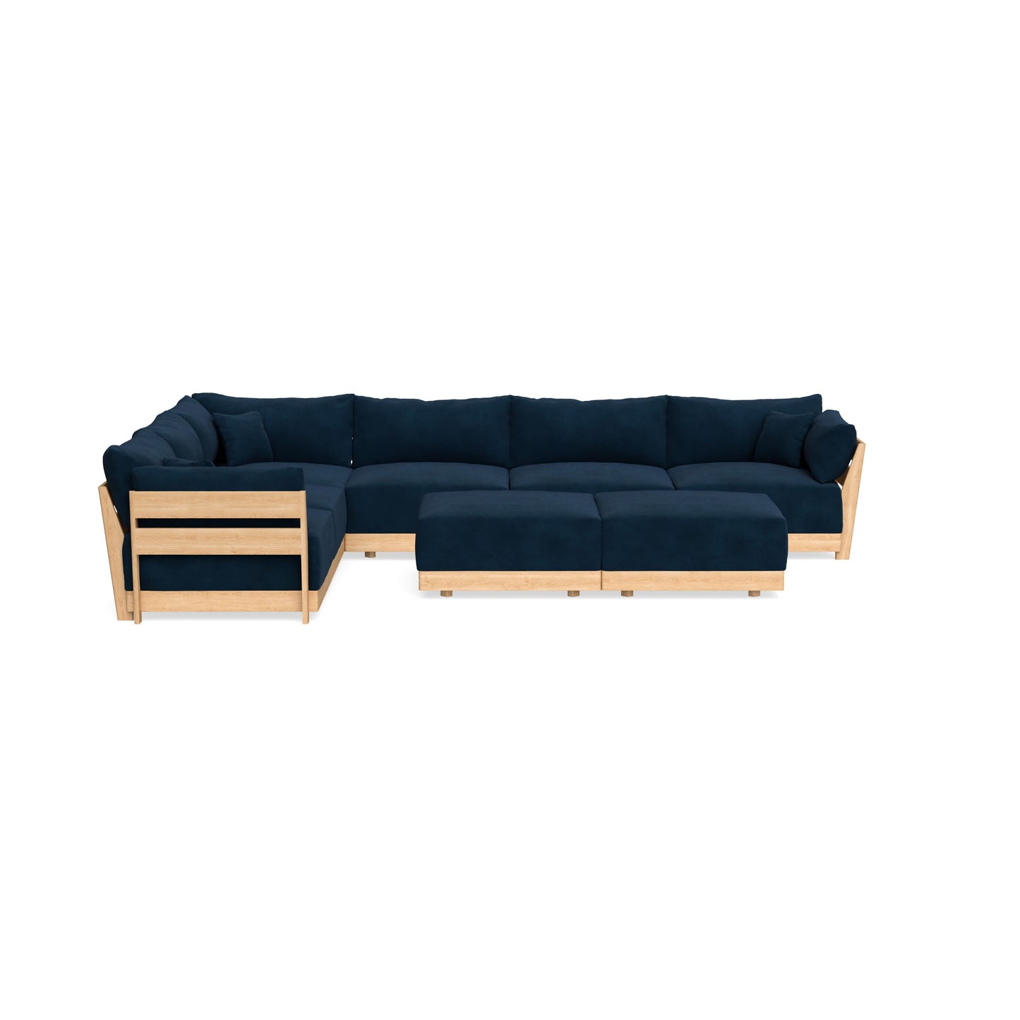 Slipcover Only - Modular Bondi 6-Seater Corner Sectional + Bench Ottoman in Royal Blue