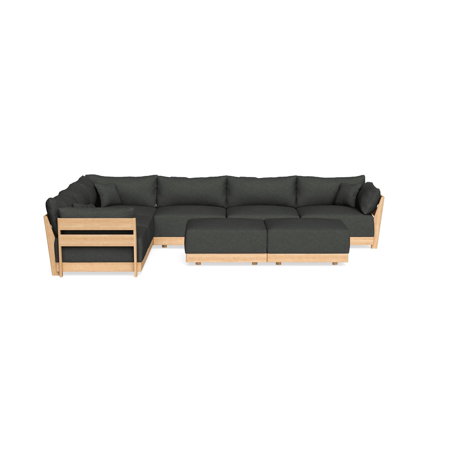Slipcover Only - Modular Bondi 6-Seater Corner Sectional + Bench Ottoman in Raven Gray