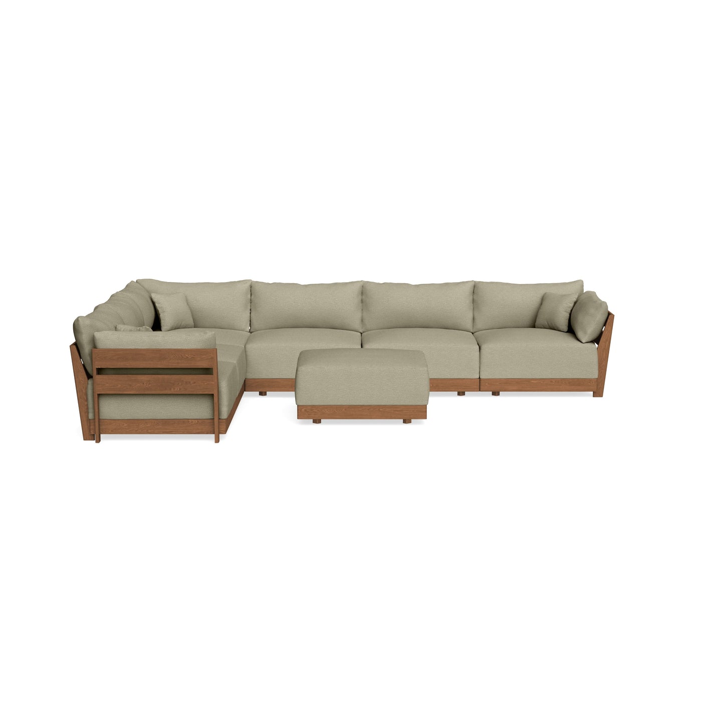 Modular Bondi Espresso 6-Seater Corner Sectional + Ottoman in Cappuccino | Classic Blend