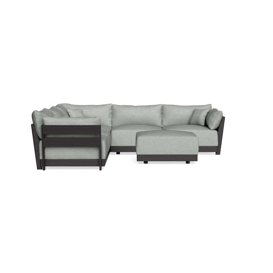 Modular Bondi Black 5-Seater Corner Sectional + Ottoman in Spa | Classic Blend