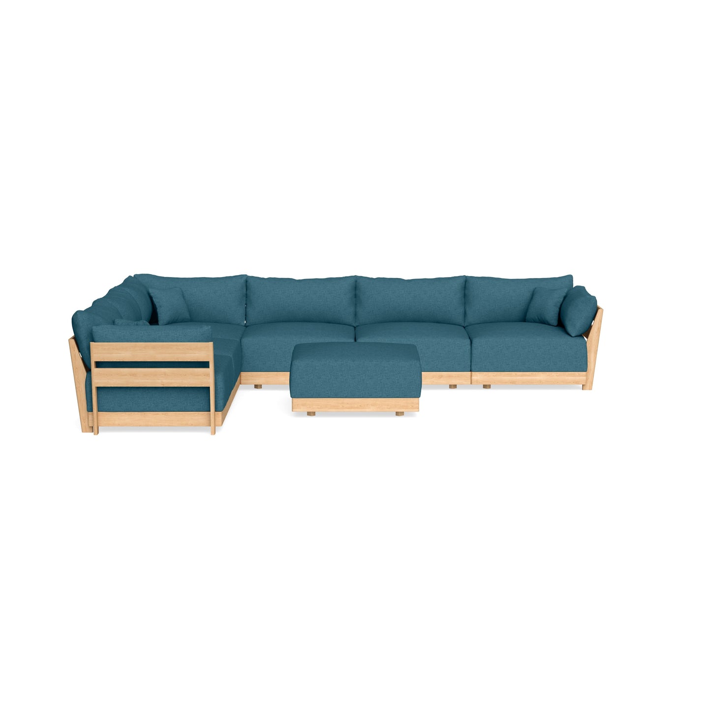 Slipcover Only - Modular Bondi 6-Seater Corner Sectional + Ottoman in Aegean Blue