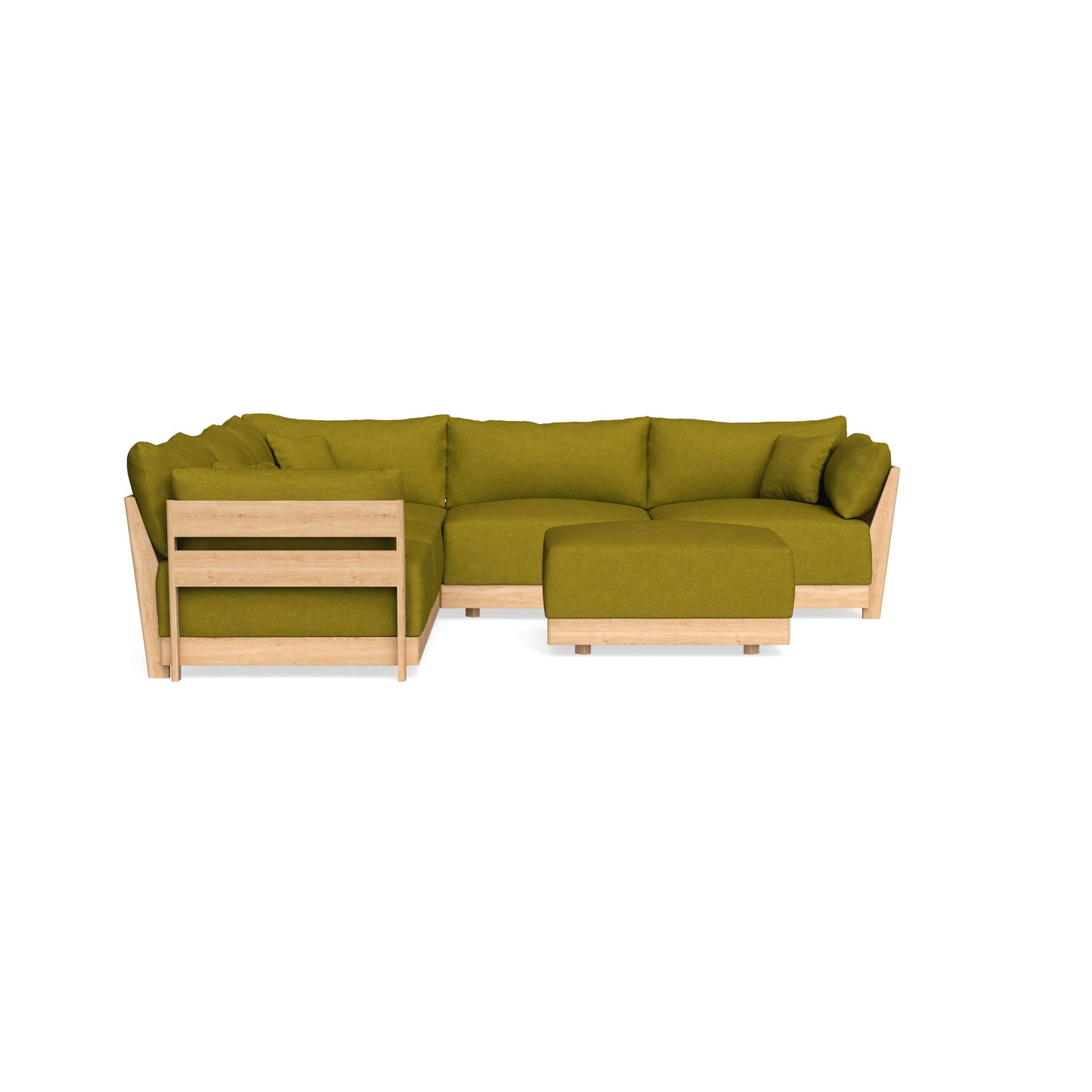 Slipcover Only - Modular Bondi 5-Seater Corner Sectional + Ottoman in Olive Green