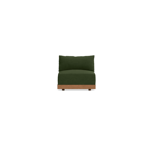 Modular Bondi Espresso Armless Chair in Tuscan Green | Memory Foam Blend