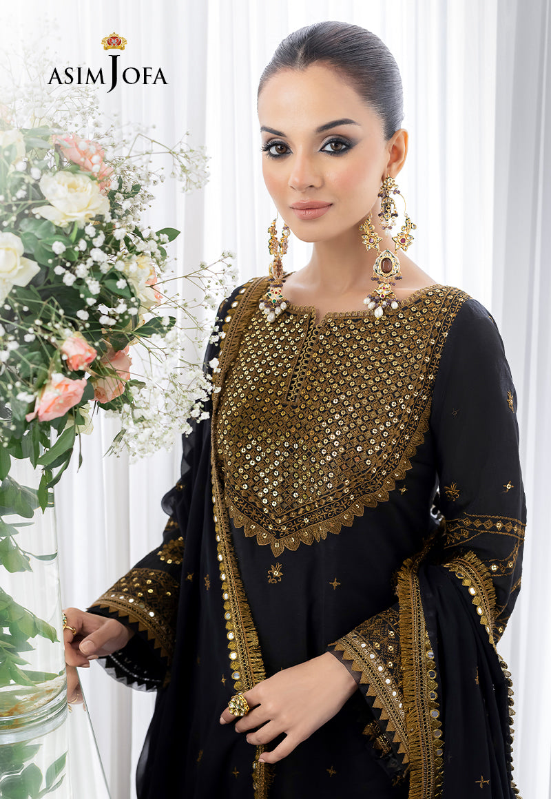 AJJM-14 EMBROIDERED CHANDERI COTTON 3 PCS