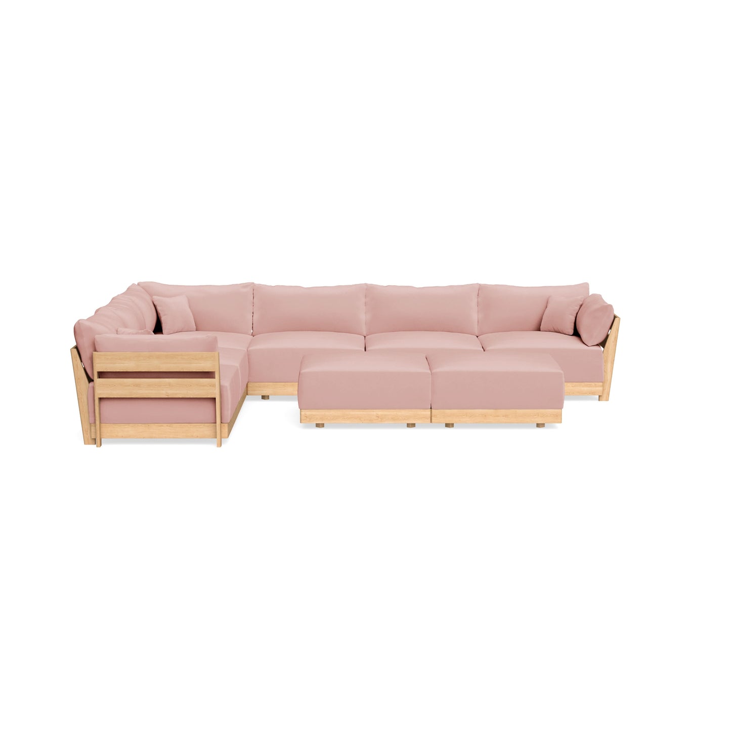 Slipcover Only - Modular Bondi 6-Seater Corner Sectional + Bench Ottoman in Powder Pink