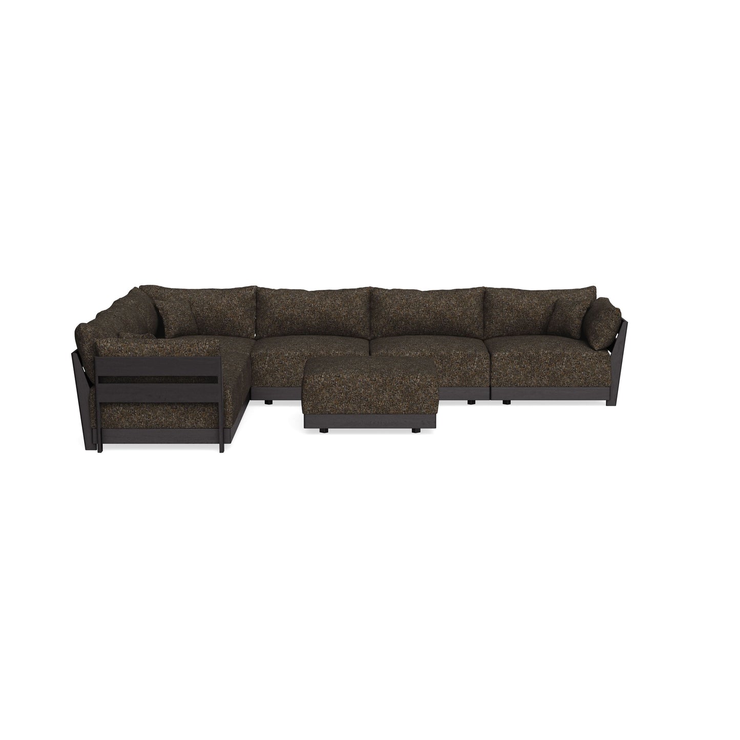 Modular Bondi Black 6-Seater Corner Sectional + Ottoman in Phantom | Classic Blend