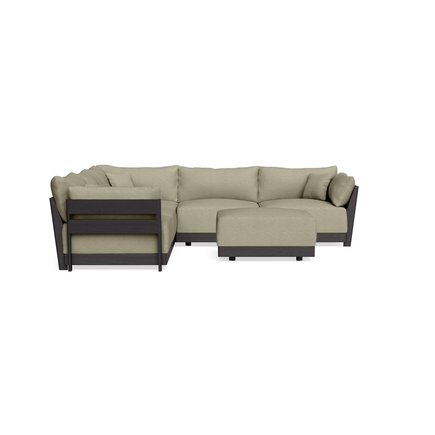 Modular Bondi Black 5-Seater Corner Sectional + Ottoman in Cappuccino | Classic Blend