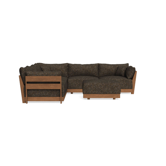 Modular Bondi Espresso 5-Seater Corner Sectional + Ottoman in Phantom | Classic Blend