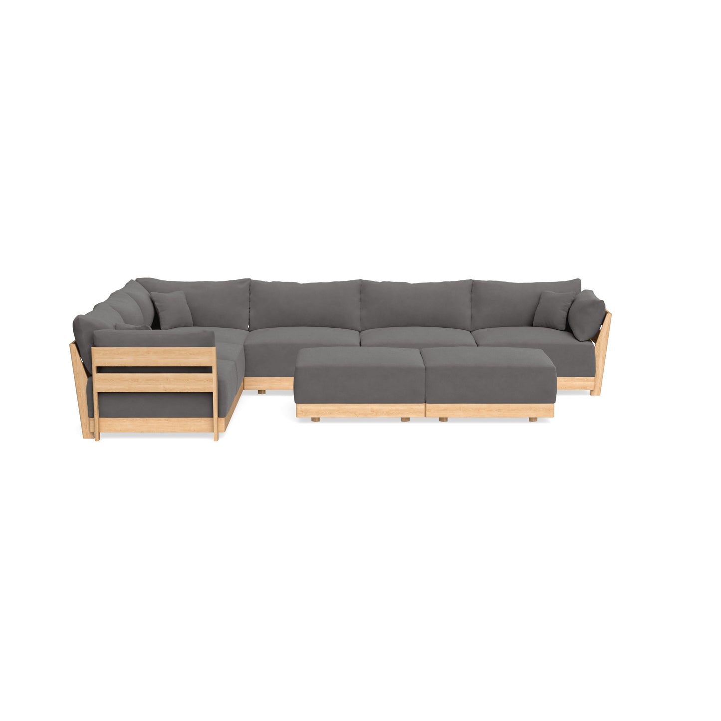 Slipcover Only - Modular Bondi 6-Seater Corner Sectional + Bench Ottoman in Burnt Ember
