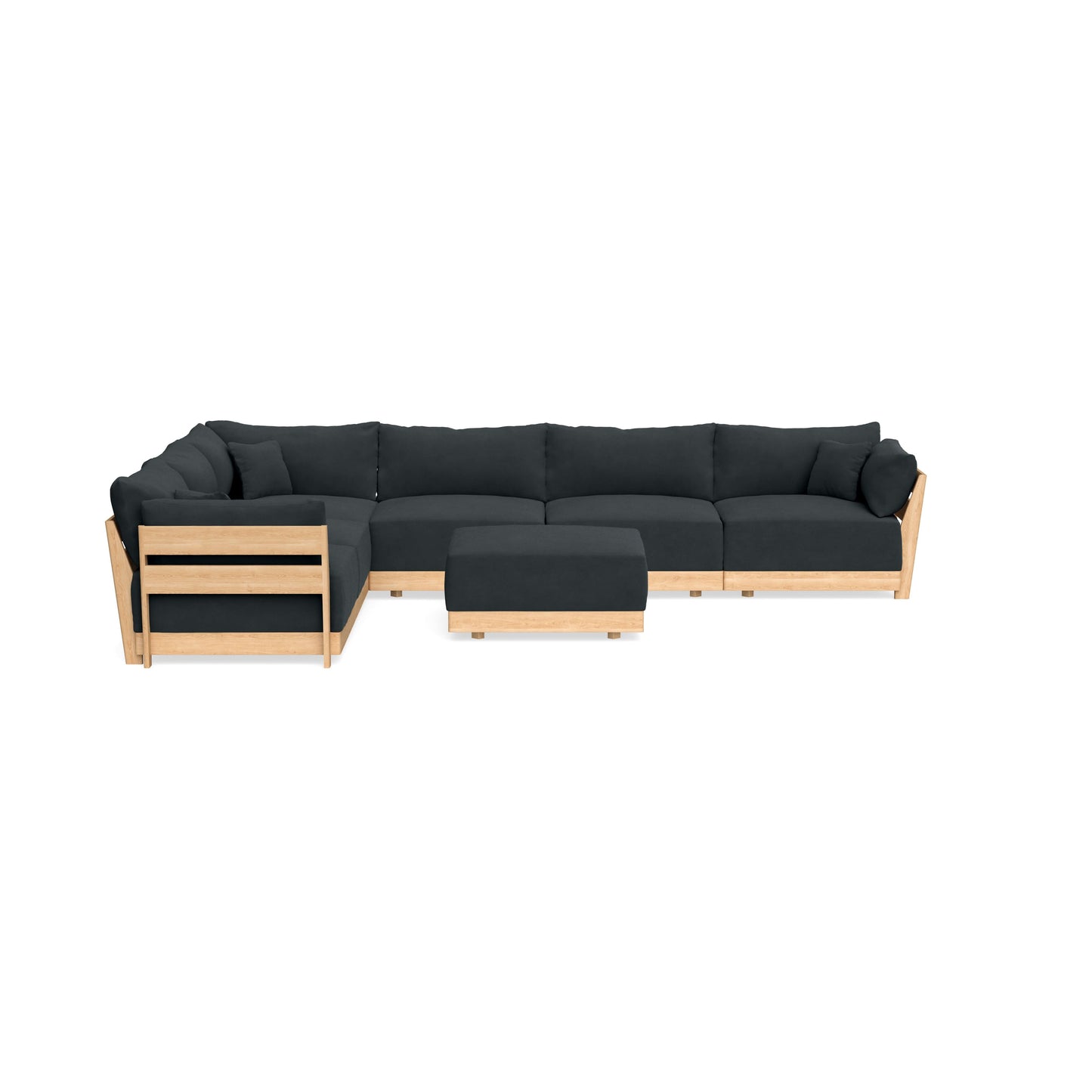 Slipcover Only - Modular Bondi 6-Seater Corner Sectional + Ottoman in Obsidian