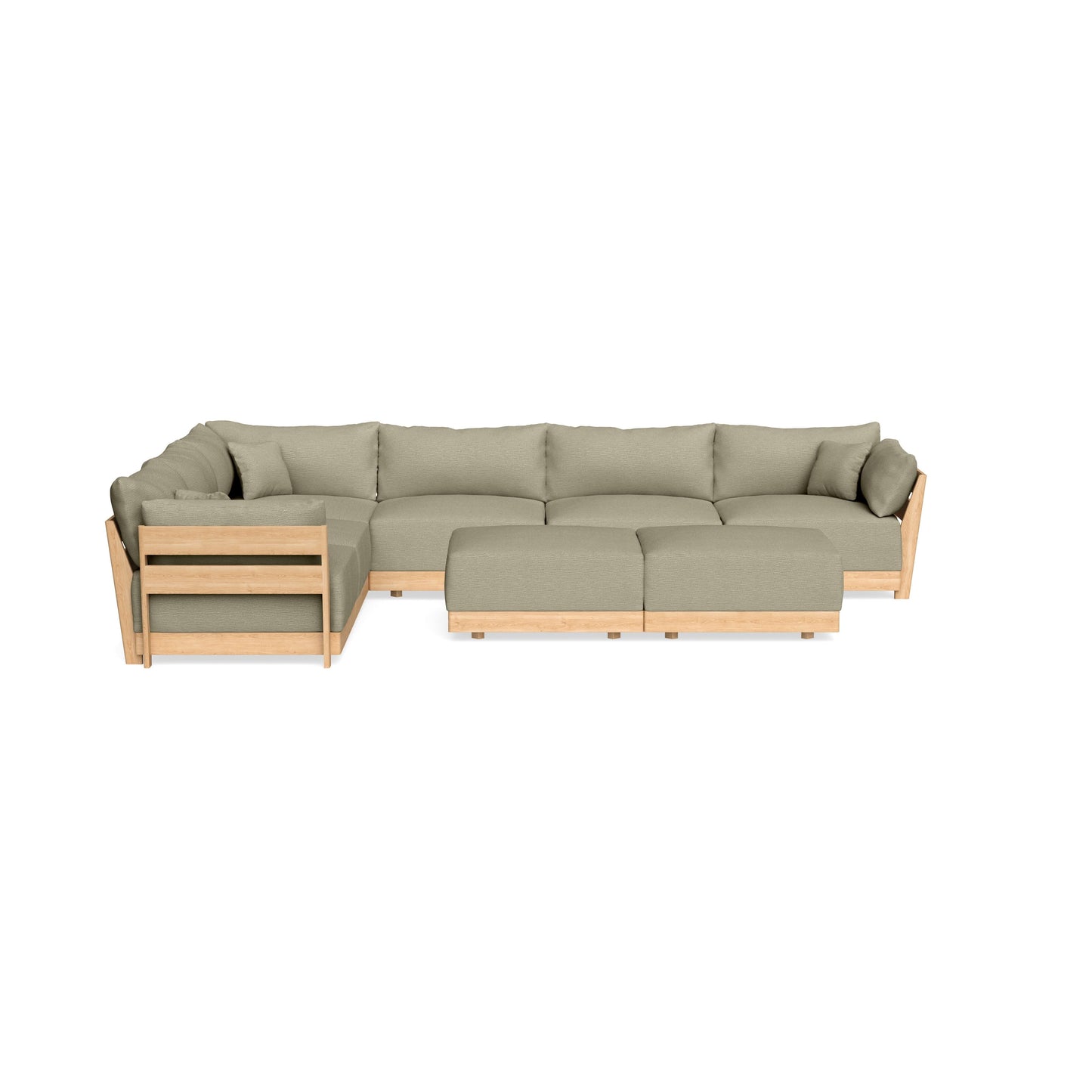 Modular Bondi Latte 6-Seater Corner Sectional + Bench Ottoman in Cappuccino | Memory Foam Blend