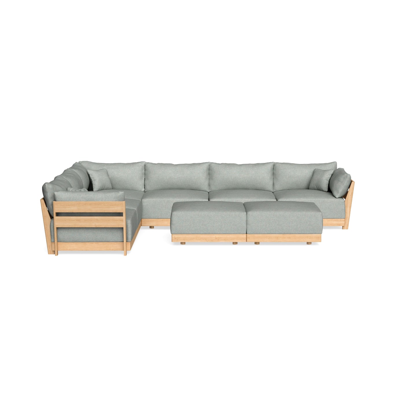 Modular Bondi Latte 6-Seater Corner Sectional + Bench Ottoman in Spa | Classic Blend