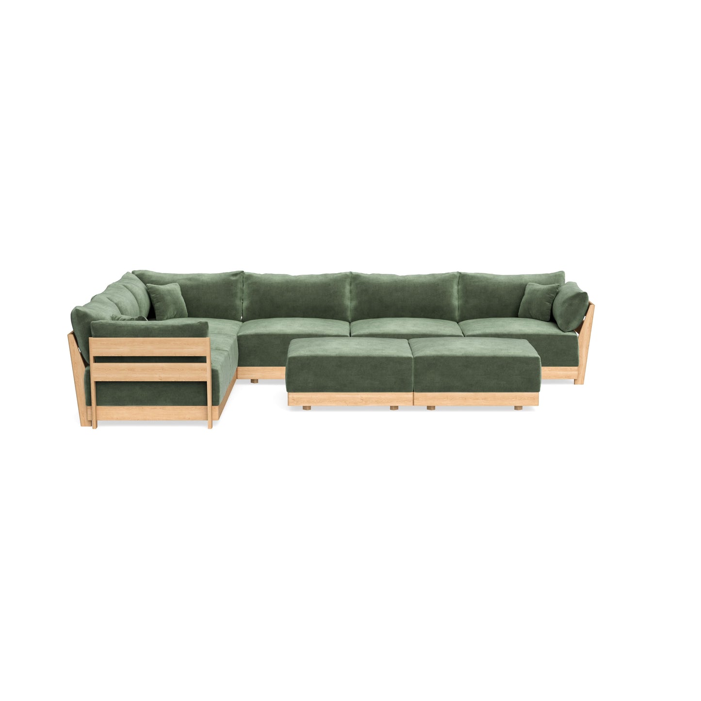 Slipcover Only - Modular Bondi 6-Seater Corner Sectional + Bench Ottoman in Rosemary