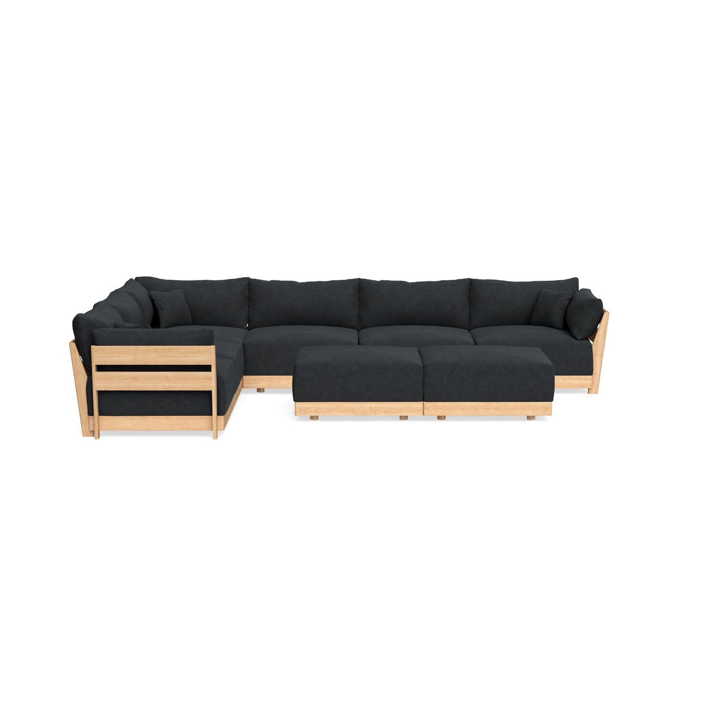 Slipcover Only - Modular Bondi 6-Seater Corner Sectional + Bench Ottoman in Coal