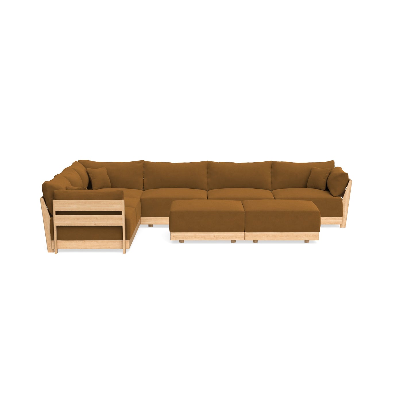 Slipcover Only - Modular Bondi 6-Seater Corner Sectional + Bench Ottoman in Cognac