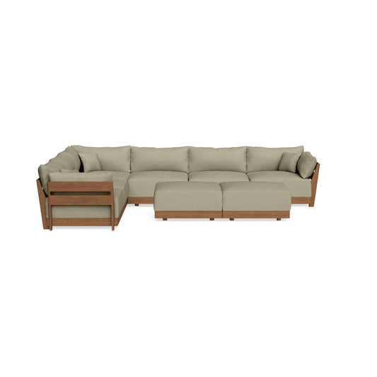 Modular Bondi Espresso 6-Seater Corner Sectional + Bench Ottoman in Cappuccino | Classic Blend