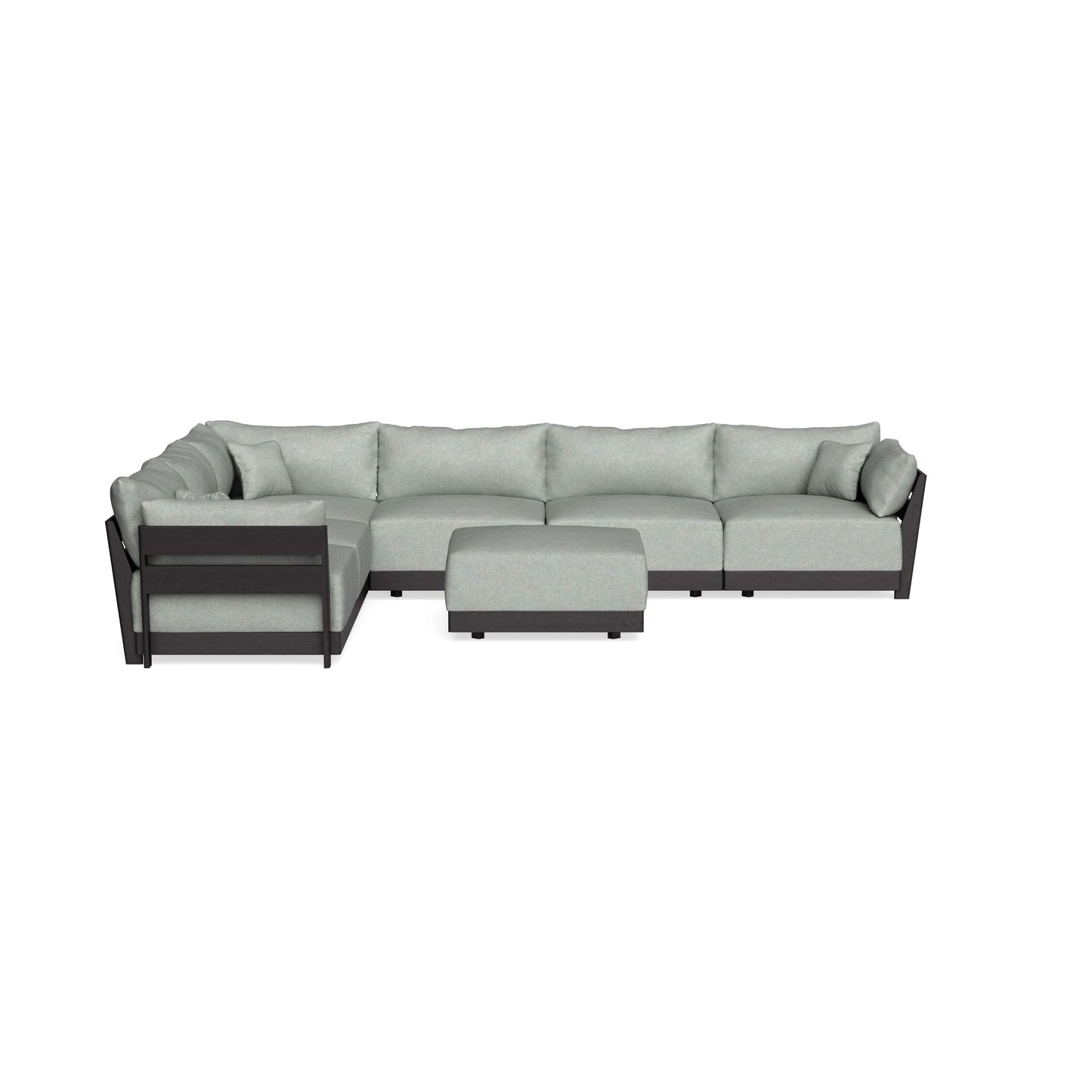 Modular Bondi Black 6-Seater Corner Sectional + Ottoman in Spa | Memory Foam Blend