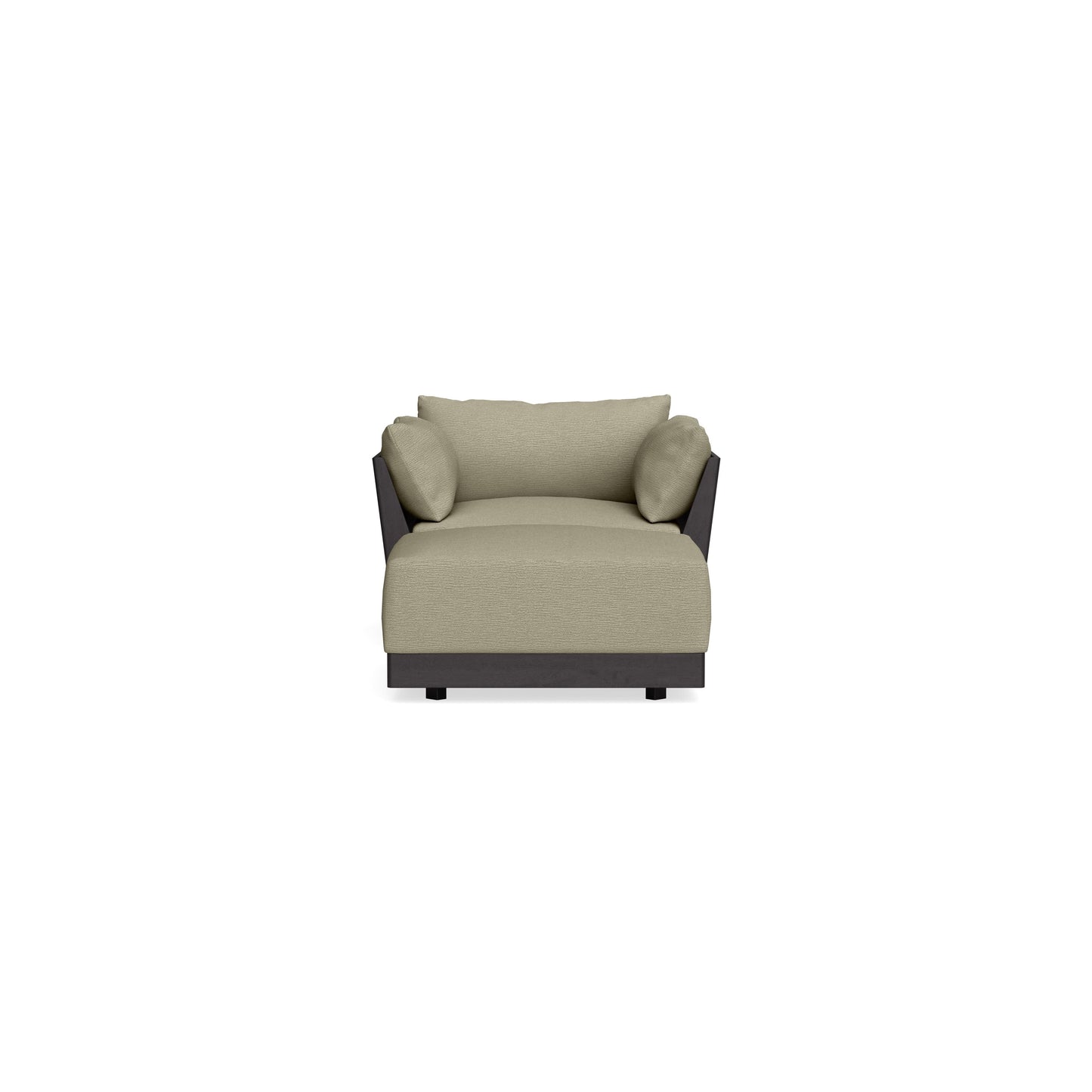 Modular Bondi Black Armchair + Ottoman in Cappuccino | Memory Foam Blend