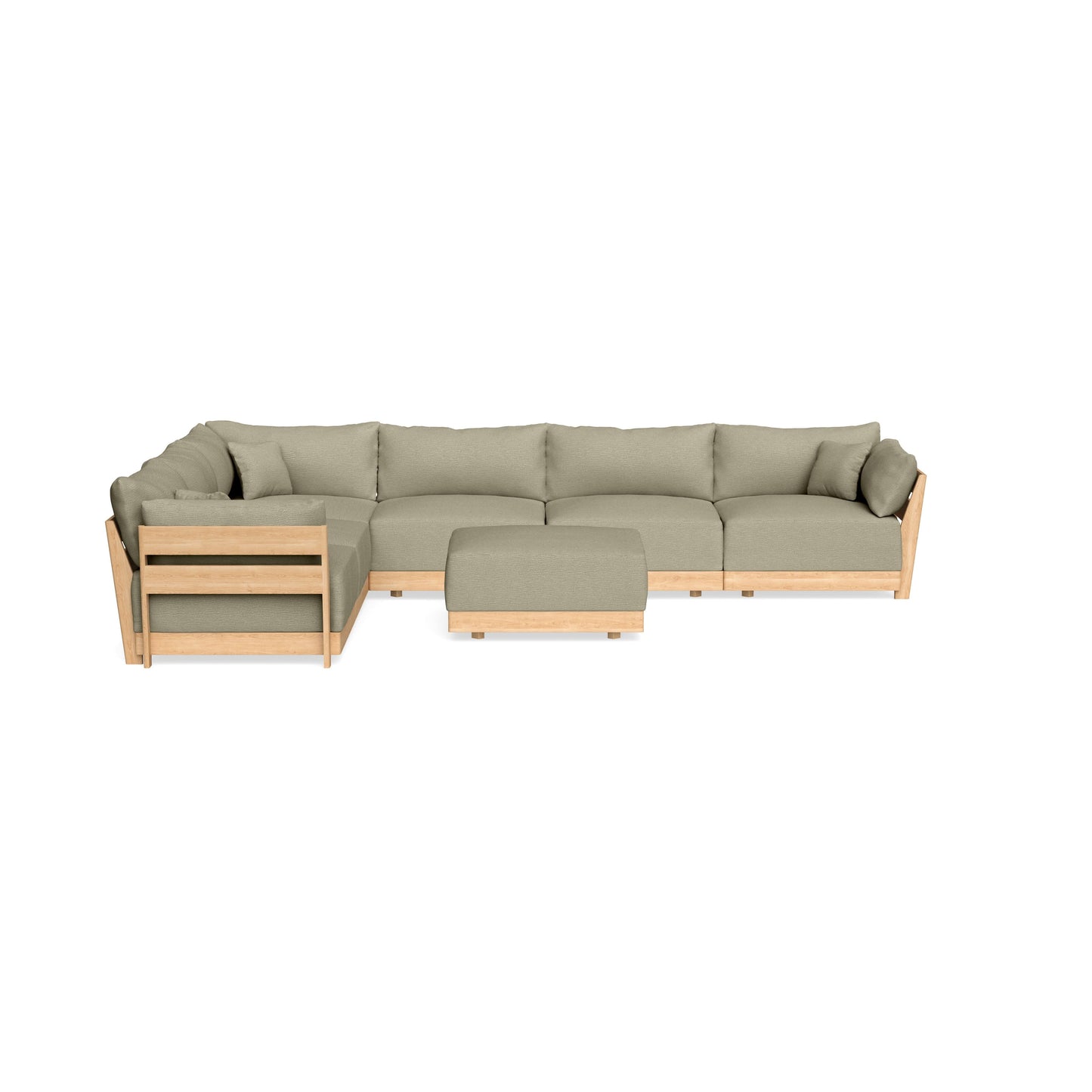 Modular Bondi Latte 6-Seater Corner Sectional + Ottoman in Cappuccino | Classic Blend