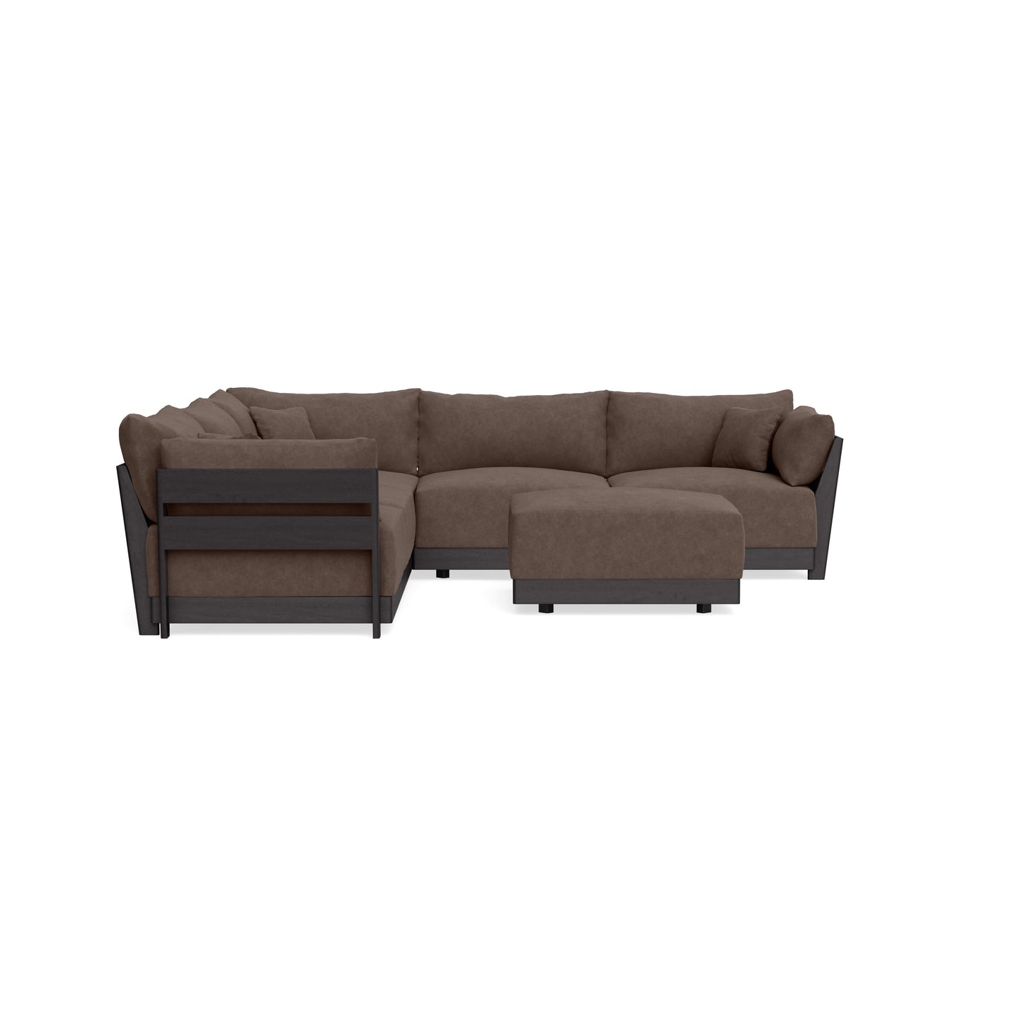 Modular Bondi Black 5-Seater Corner Sectional + Ottoman in Chocolate | Classic Blend