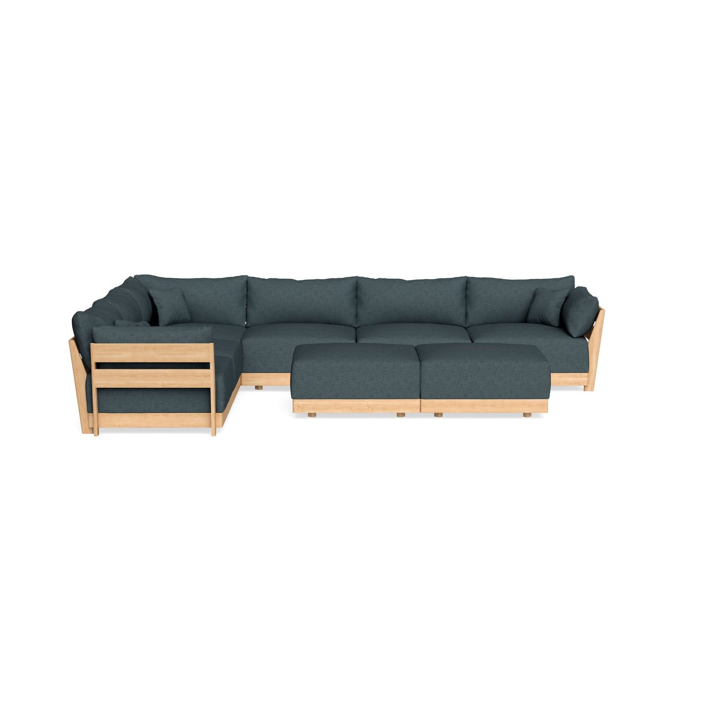 Slipcover Only - Modular Bondi 6-Seater Corner Sectional + Bench Ottoman in Ocean Gray