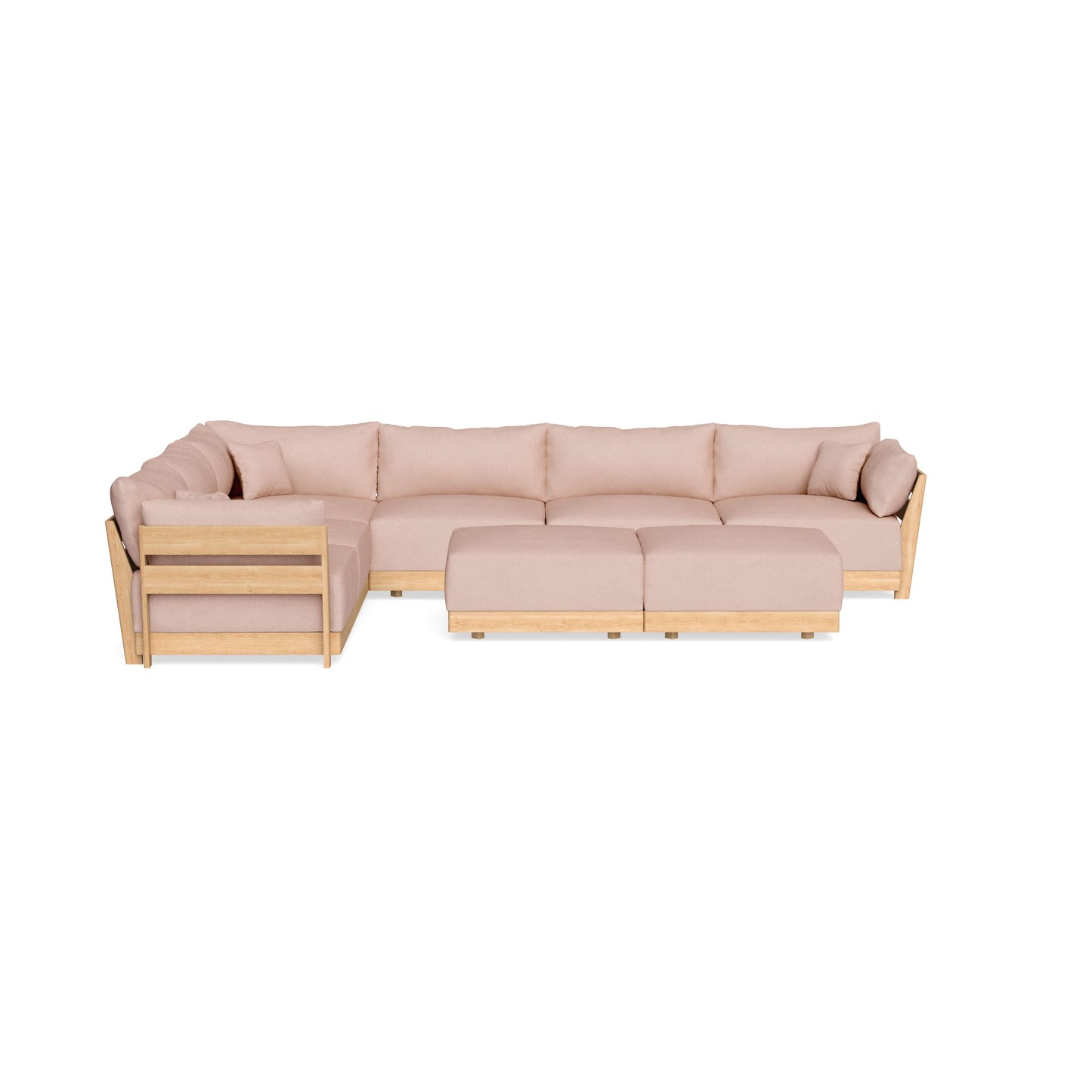 Slipcover Only - Modular Bondi 6-Seater Corner Sectional + Bench Ottoman in Rose Quartz