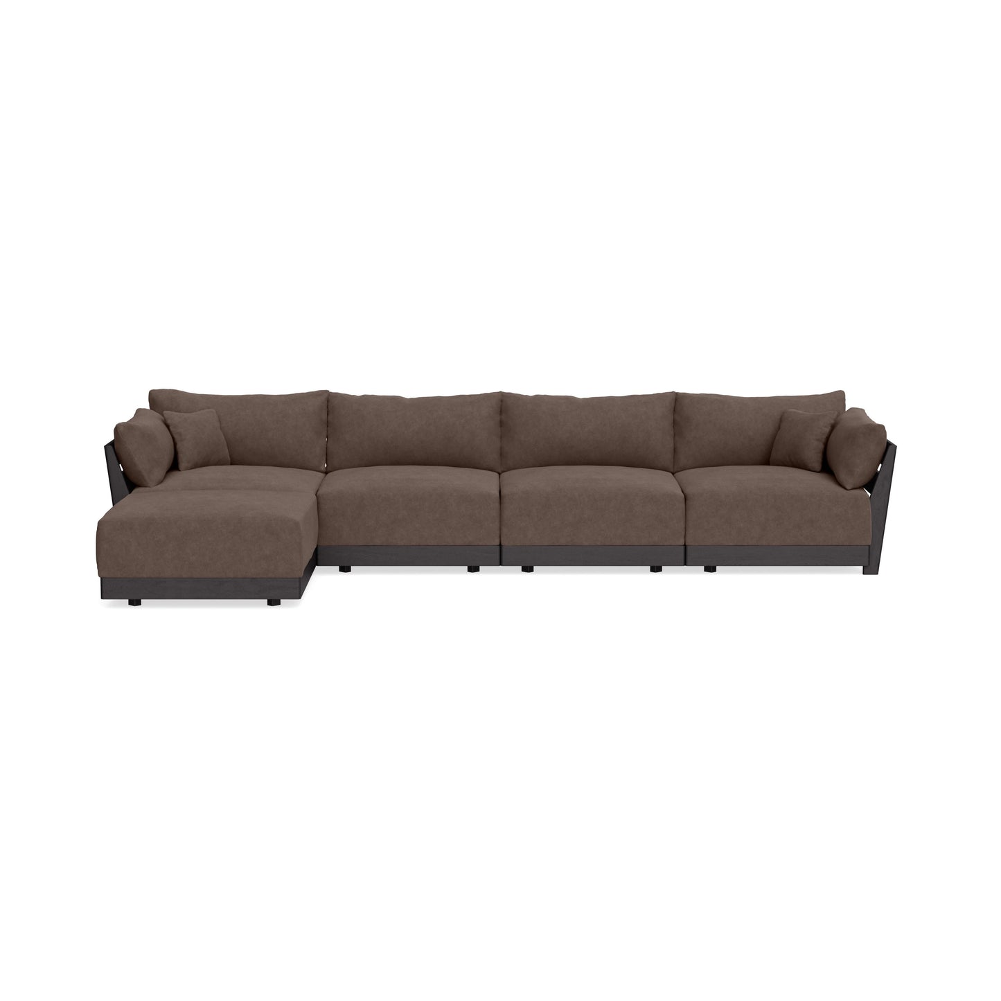 Modular Bondi Black 4-Seater Sectional in Chocolate | Memory Foam Blend