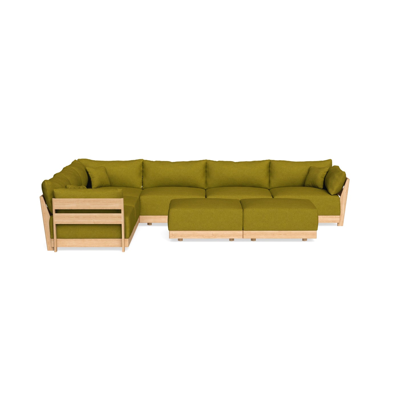 Slipcover Only - Modular Bondi 6-Seater Corner Sectional + Bench Ottoman in Olive Green