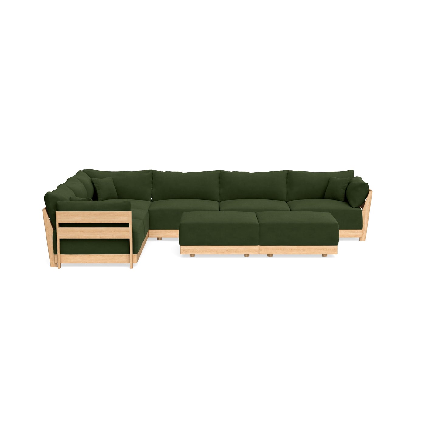 Slipcover Only - Modular Bondi 6-Seater Corner Sectional + Bench Ottoman in Tuscan Green
