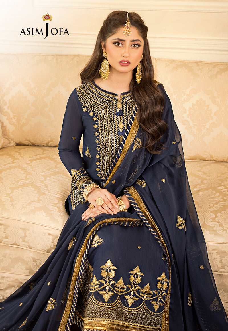 AJJM-05 EMBROIDERED PAPER COTTON , ORGANZA 3 PCS
