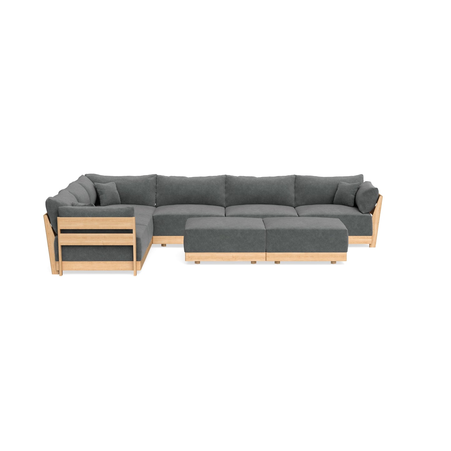 Slipcover Only - Modular Bondi 6-Seater Corner Sectional + Bench Ottoman in Chimney Gray