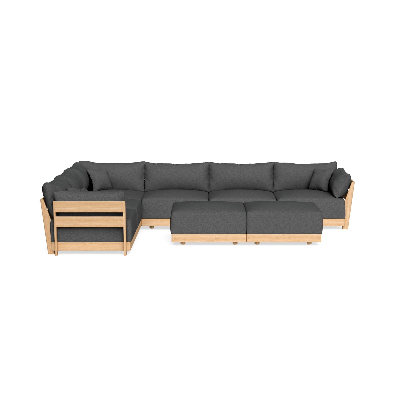 Slipcover Only - Modular Bondi 6-Seater Corner Sectional + Bench Ottoman in Pebble