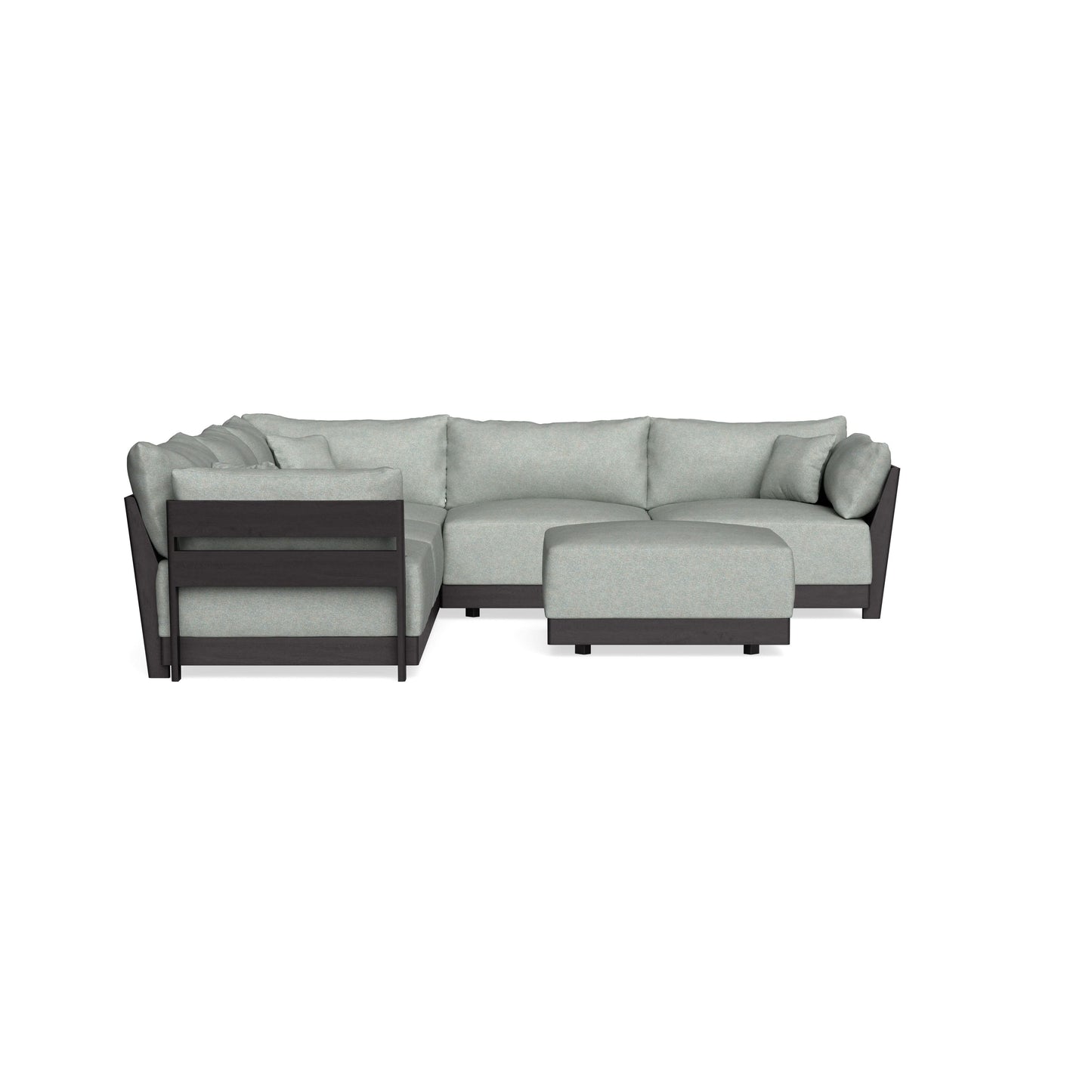 Modular Bondi Black 5-Seater Corner Sectional + Ottoman in Spa | Memory Foam Blend