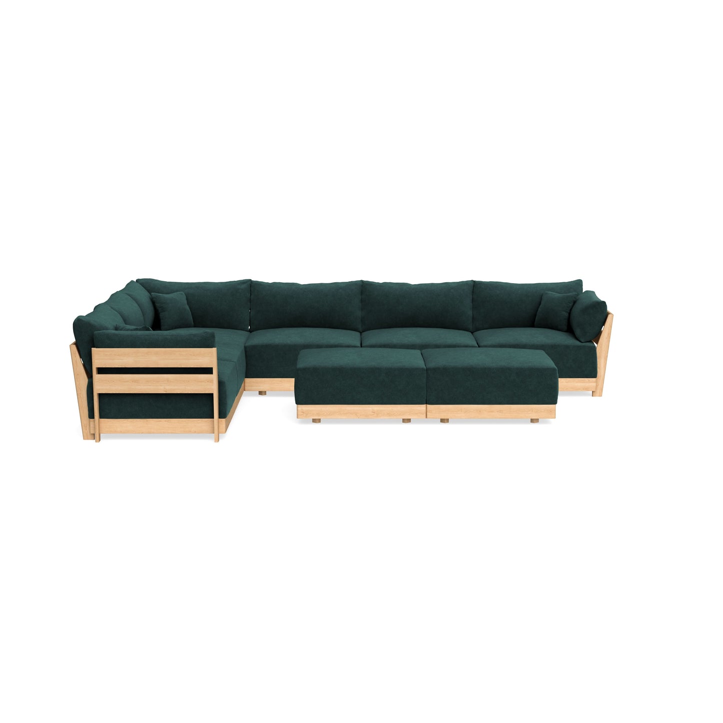 Slipcover Only - Modular Bondi 6-Seater Corner Sectional + Bench Ottoman in Harbor Blue