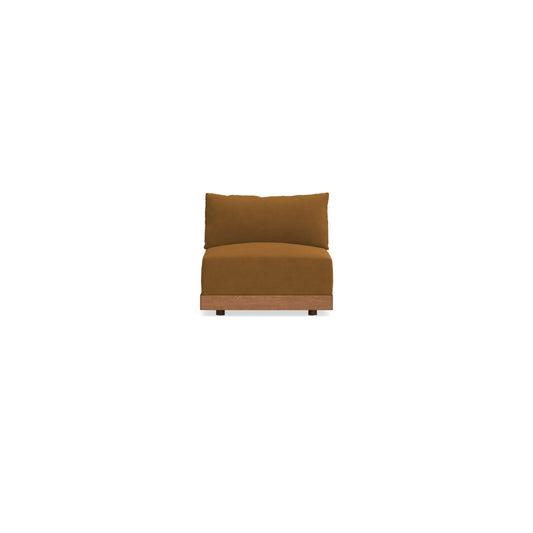 Modular Bondi Espresso Armless Chair in Cognac | Memory Foam Blend