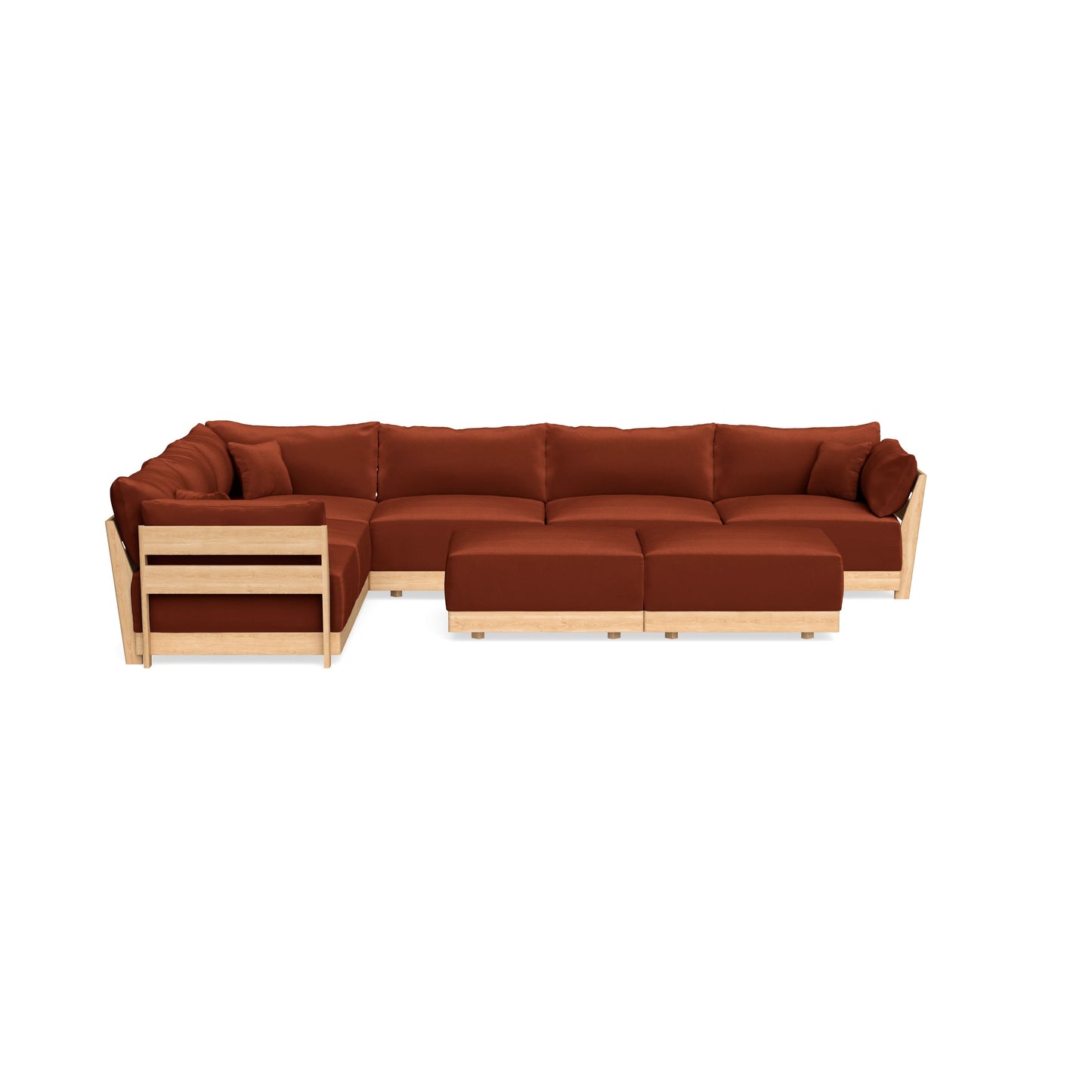 Slipcover Only - Modular Bondi 6-Seater Corner Sectional + Bench Ottoman in Rust
