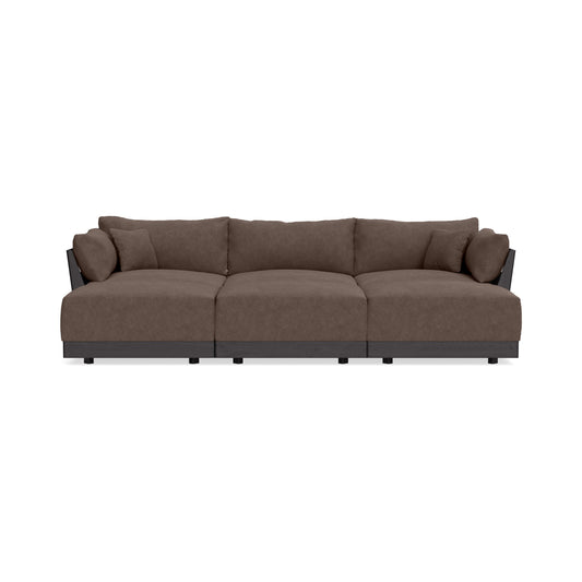 Modular Bondi Black 3-Seater Daybed Sofa Sectional in Chocolate | Classic Blend