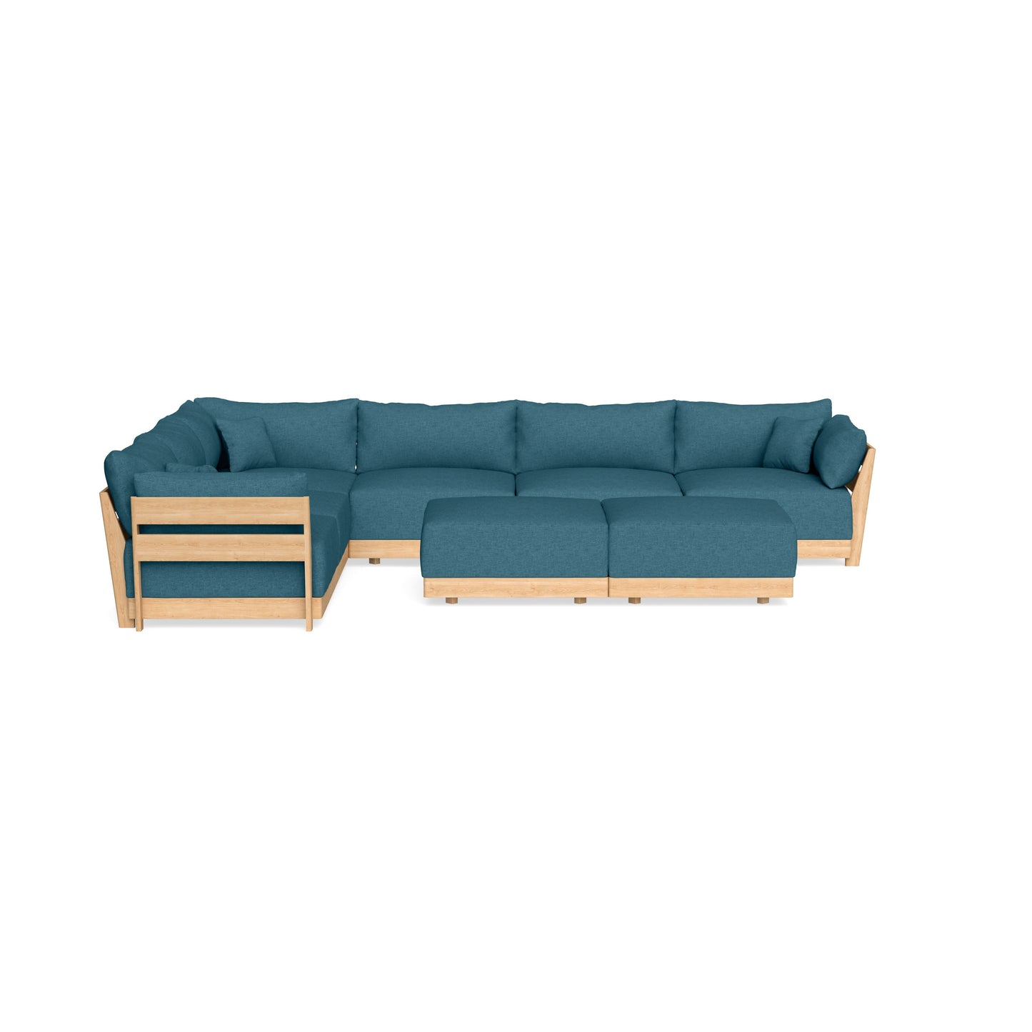 Slipcover Only - Modular Bondi 6-Seater Corner Sectional + Bench Ottoman in Aegean Blue