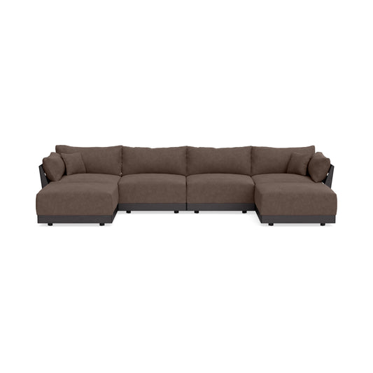 Modular Bondi Black 4-Seater U-Sectional in Chocolate | Memory Foam Blend