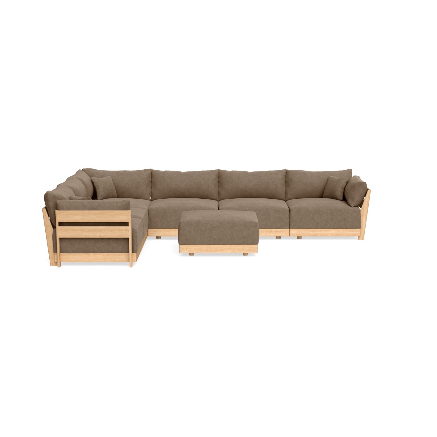 Slipcover Only - Modular Bondi 6-Seater Corner Sectional + Ottoman in Coffee
