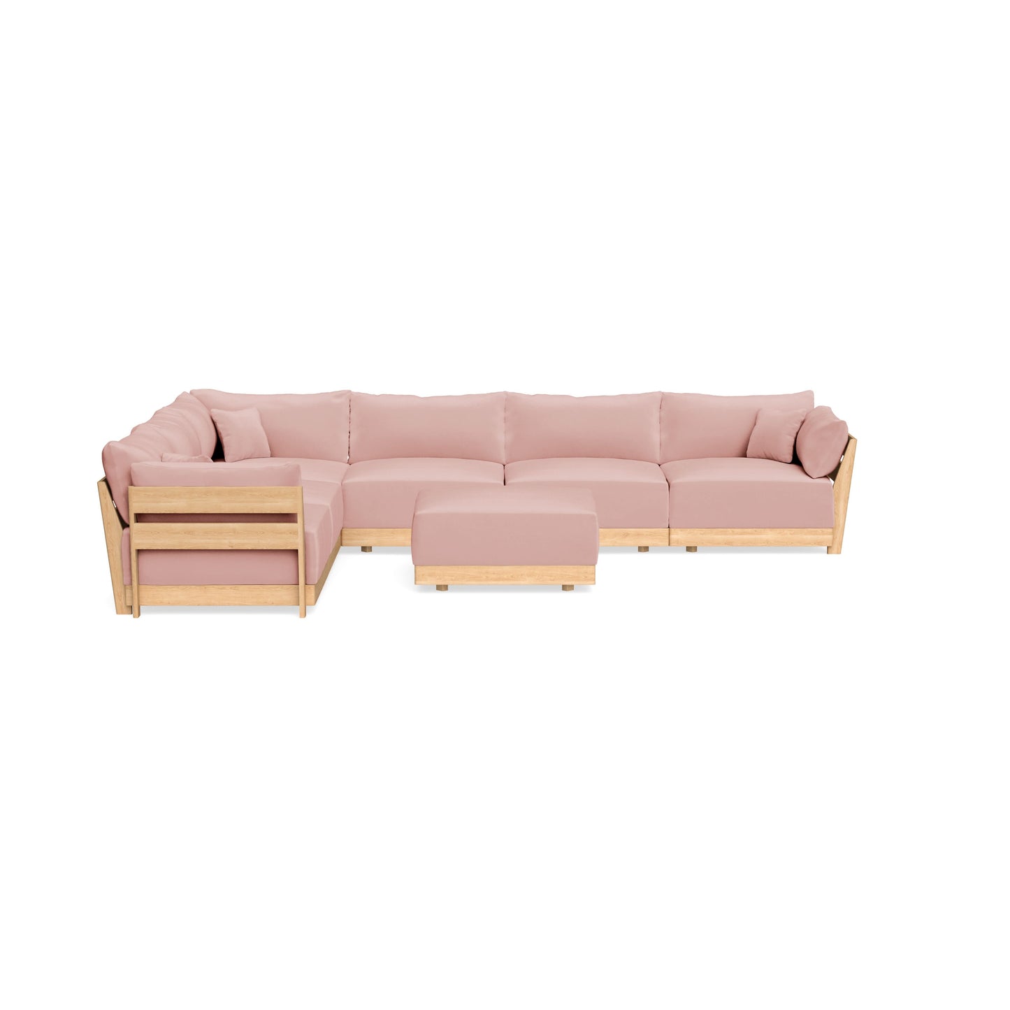 Slipcover Only - Modular Bondi 6-Seater Corner Sectional + Ottoman in Powder Pink