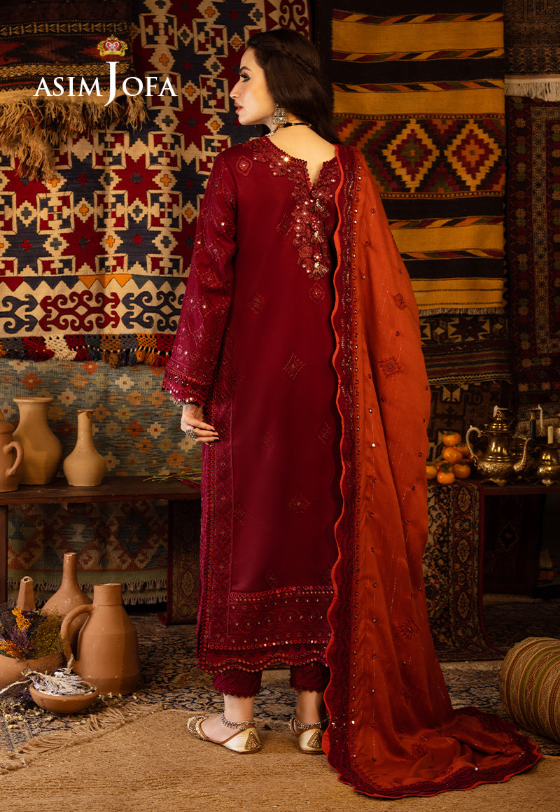AJKTP-02 EMBROIDERED SELF TWILL 3 PCS STITCHED
