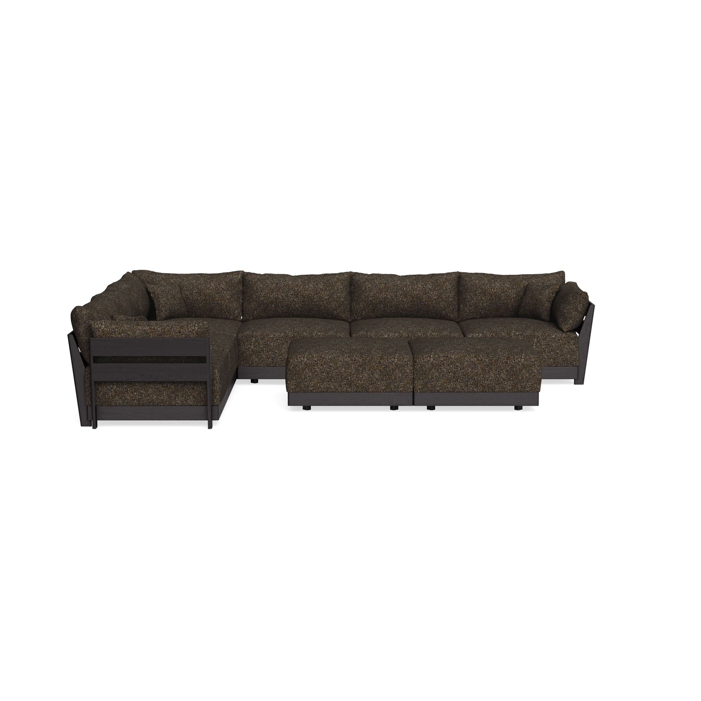 Modular Bondi Black 6-Seater Corner Sectional + Bench Ottoman in Phantom | Classic Blend