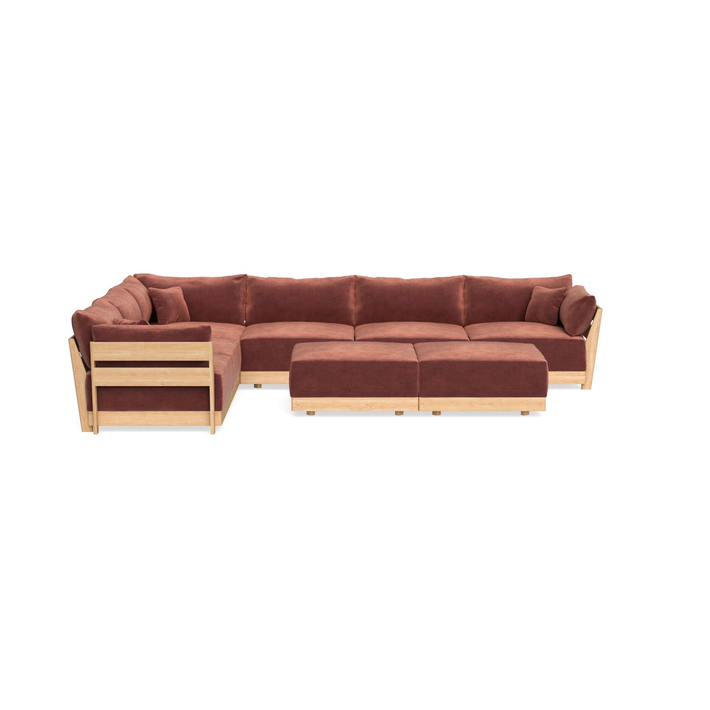 Slipcover Only - Modular Bondi 6-Seater Corner Sectional + Bench Ottoman in Spice