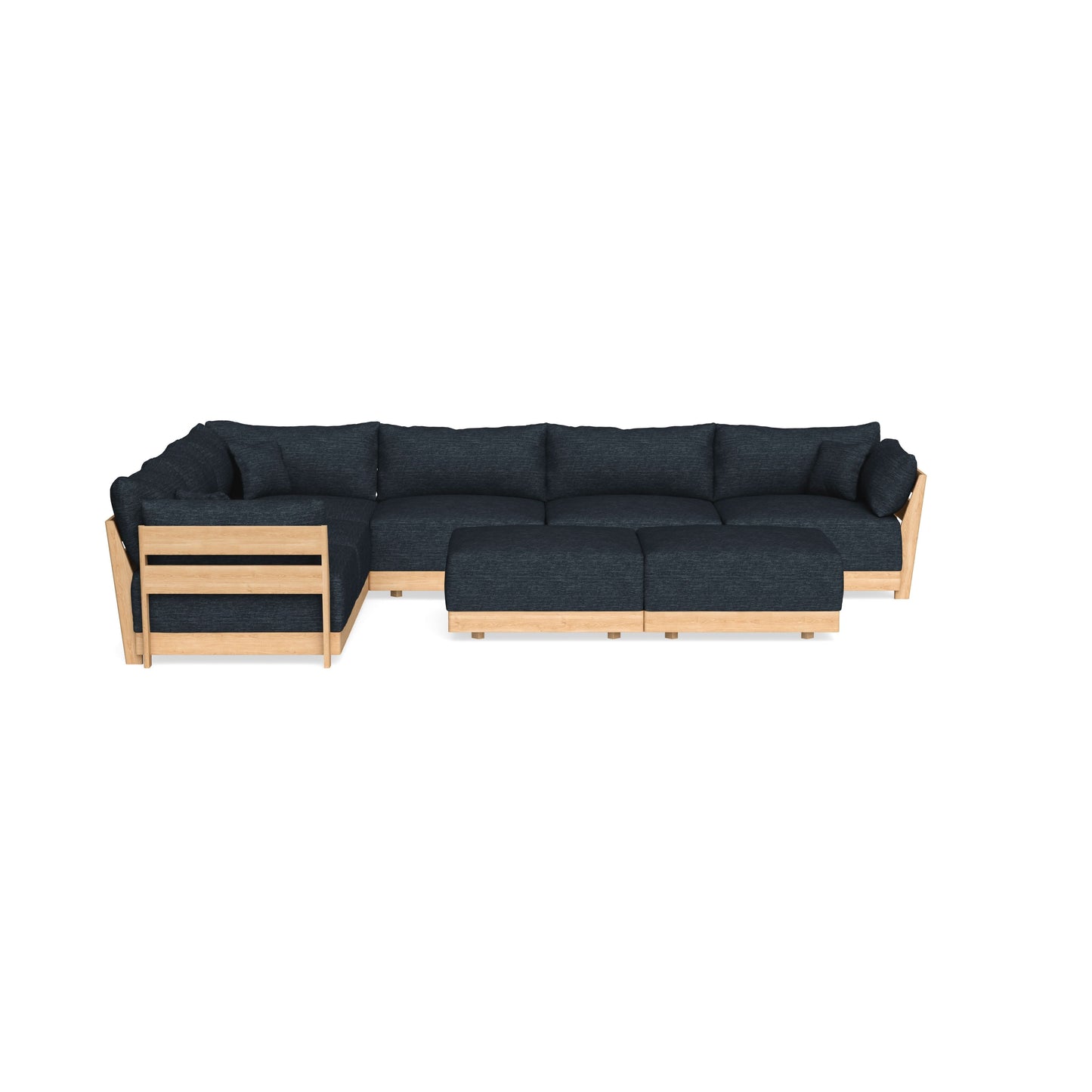 Slipcover Only - Modular Bondi 6-Seater Corner Sectional + Bench Ottoman in Baltic Blue