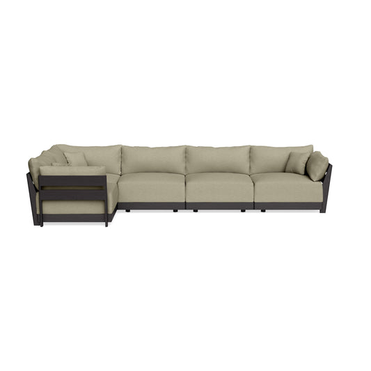 Modular Bondi Black 5-Seater L-Sectional in Cappuccino | Memory Foam Blend